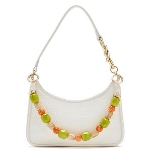 The ALDO Whitegemm bag Chic White Shoulder Bag with Vibrant Beaded Strap